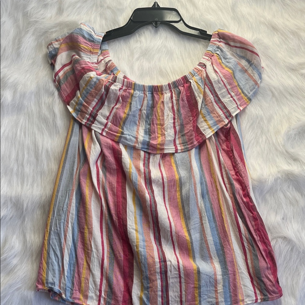 Striped Multicolor Off-Shoulder Women's Top